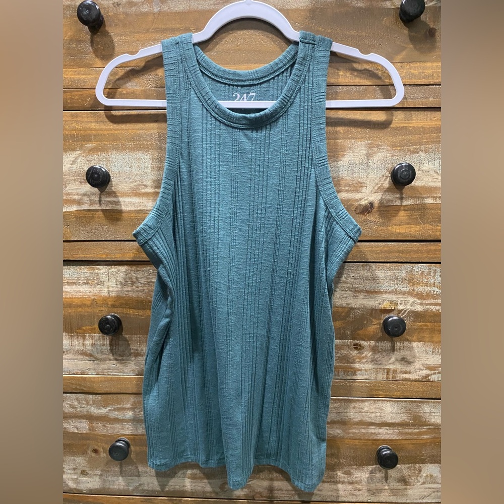 Maurices Ribbed Tank Top in Teal Blue-Green